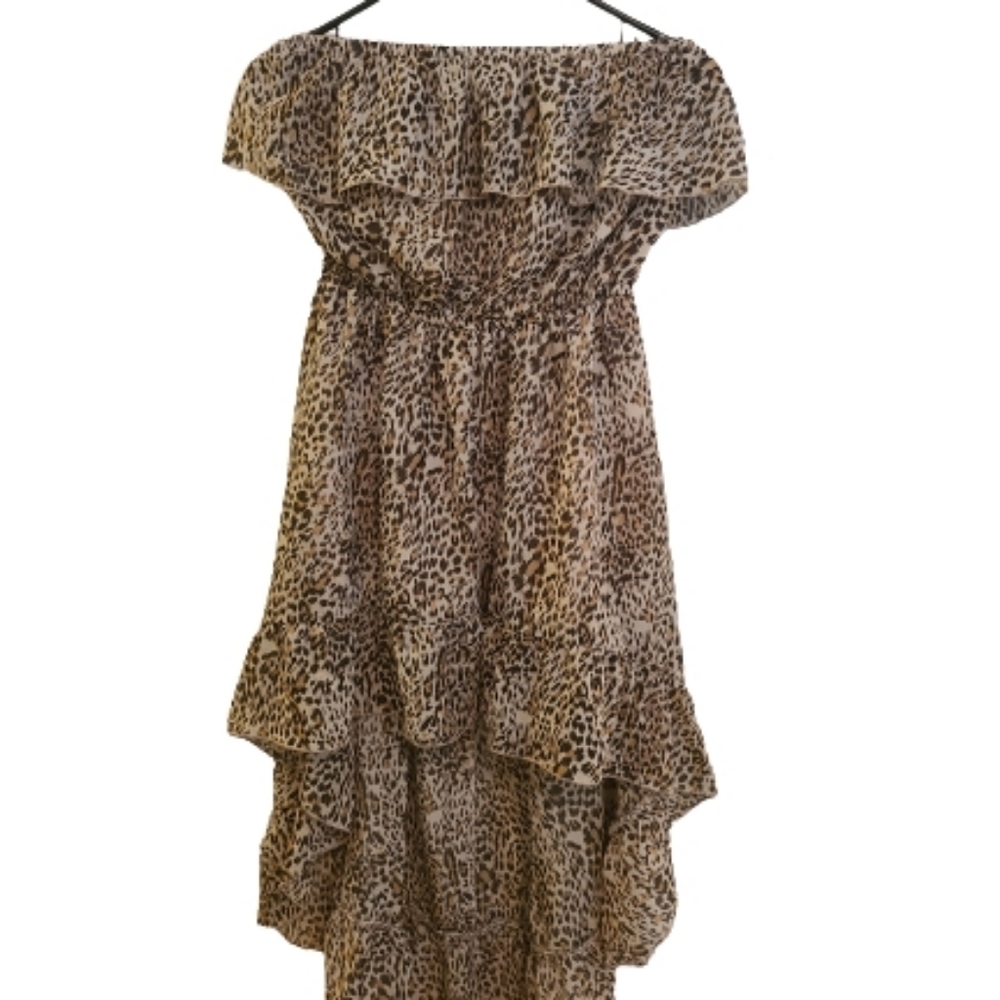 Ali & Chris Hi Low Strapless Ruffle Dress